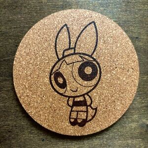 Powerpuff Girls Blossom Laser Engraved Cork Coaster